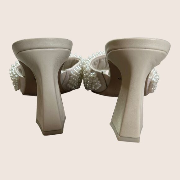 🤍 ANTHRO DOLCE VITA NANDY PEARL EMBELLISHED SLIDE MULE SANDALS HEELS SZ 6 - Picture 7 of 9